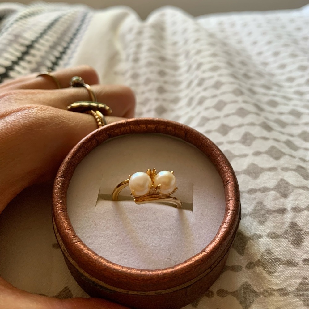 Vintage Gold Filled Pearl Ring, Size 8